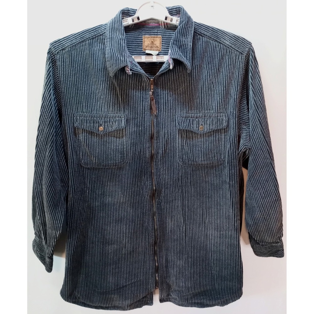 St John's Bay Wilderness Lodge Women's Corduroy Zippered Jacket, 3X, Dark Gray